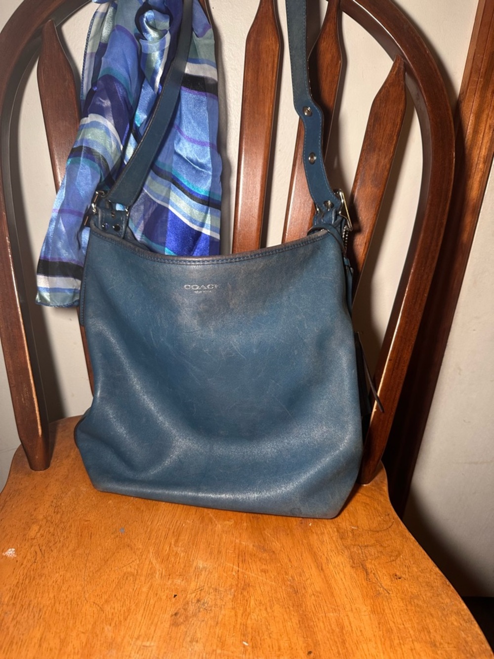 Coach 19889 Crossbody Legacy Eastwest Duffle Blue Leather Shoulder Bag Purse